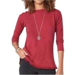 Spartina 449 Button Shoulder Top Womens Size L Burgundy 3/4 Sleeve